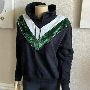 Sandro • Sable Studded Chevron Pattern Hoodie 2